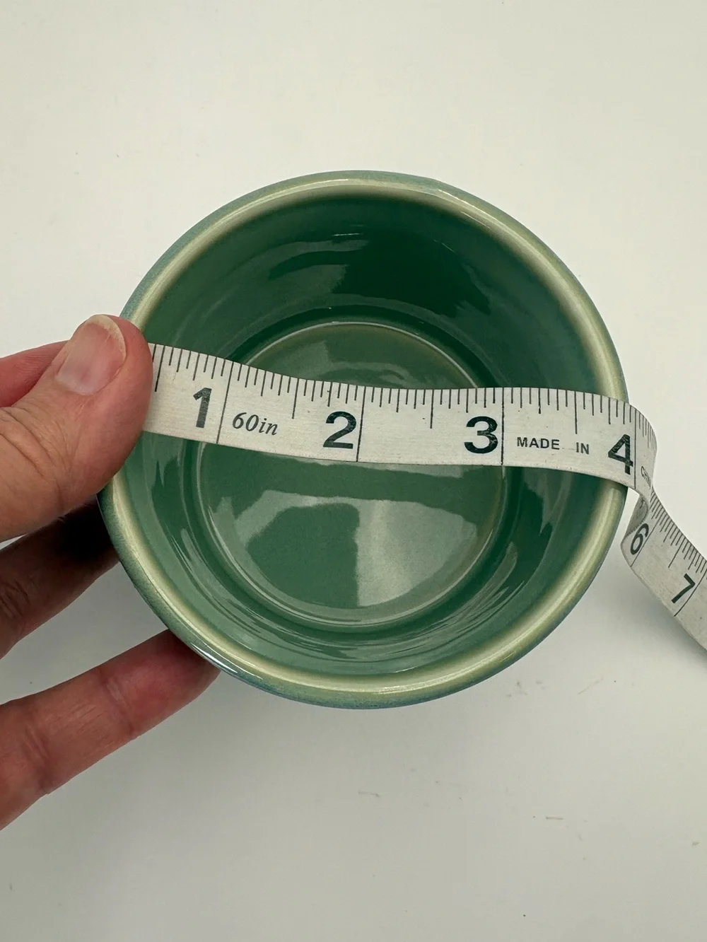 Green Ceramic Butter Bell Crock with Decorative Scroll Band